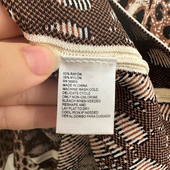 NWT Gianni Bini Leopard Print Pleated Knit Swing Skirt Cheetah Animal Print XS/S - Picture 7 of 12